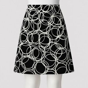 EXPRESS Black White Swirl Print‎ A-Line Skirt Size S 100% Polyester